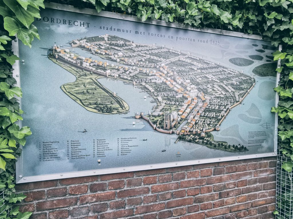 Oude kaart van Dordrecht